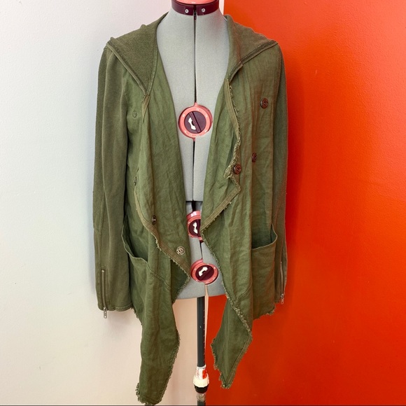 Free People Green Drippy Linen Jacket - Picture 5 of 7